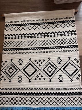 Black and Cream Geometric Cotton Wall Hanging Tapestry